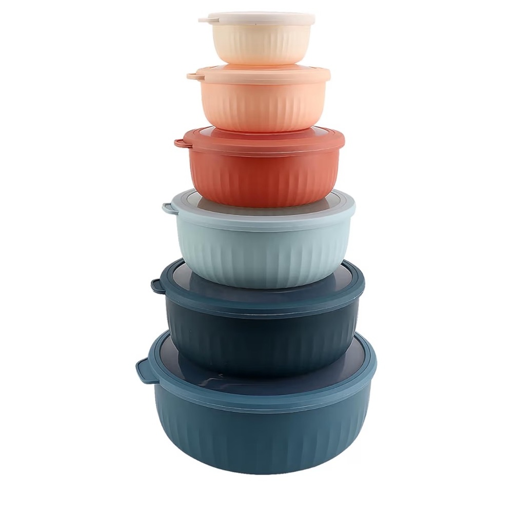 CWC Prep Bowls with Lids-Wide and Deep Nesting Plastic bowls 12 Piece multicolor